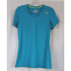 Under Armour Fitted Heat Gear Blue Green Top M